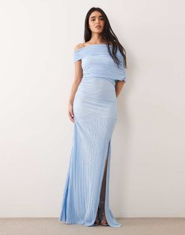 ASOS DESIGN ASOS DESIGN off-shoulder ruched detail maxi dress in sky blue