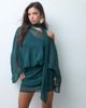 ASOS DESIGN ASOS DESIGN off shoulder chiffon cape mini dress with scarf in teal-Blue - 4