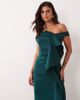 ASOS DESIGN ASOS DESIGN off shoulder dramatic ruffle maxi dress with train in teal scuba-style fabric-Green - 2