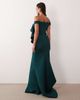 ASOS DESIGN ASOS DESIGN off shoulder dramatic ruffle maxi dress with train in teal scuba-style fabric-Green - 3