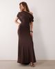 ASOS DESIGN ASOS DESIGN off shoulder wrap bodice detail maxi dress with train in chocolate-Brown - 1
