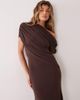 ASOS DESIGN ASOS DESIGN off shoulder wrap bodice detail maxi dress with train in chocolate-Brown - 2