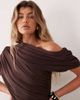 ASOS DESIGN ASOS DESIGN off shoulder wrap bodice detail maxi dress with train in chocolate-Brown - 4