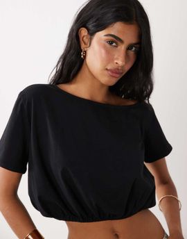 ASOS DESIGN ASOS DESIGN off the shoulder bubble hem top in black