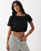 ASOS DESIGN ASOS DESIGN off the shoulder bubble hem top in black - 3