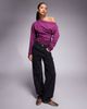 ASOS DESIGN ASOS DESIGN off the shoulder cinched asymmetric neckline long sleeve top in plum-Purple - 2