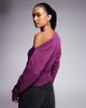 ASOS DESIGN ASOS DESIGN off the shoulder cinched asymmetric neckline long sleeve top in plum-Purple - 4
