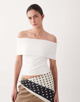 ASOS DESIGN ASOS DESIGN off the shoulder fold over top in white