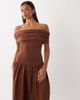 ASOS DESIGN ASOS DESIGN off the shoulder hybrid maxi dress in brown-White - 2