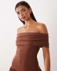 ASOS DESIGN ASOS DESIGN off the shoulder hybrid maxi dress in brown-White - 3