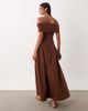 ASOS DESIGN ASOS DESIGN off the shoulder hybrid maxi dress in brown-White - 4