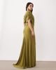 ASOS DESIGN ASOS DESIGN off the shoulder wrap bodice detailing maxi dress with train in green - 2