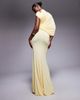 ASOS DESIGN ASOS DESIGN one-shoulder drape maxi dress with cape detail in buttermilk yellow - 3