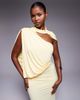 ASOS DESIGN ASOS DESIGN one-shoulder drape maxi dress with cape detail in buttermilk yellow - 4