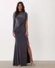 ASOS DESIGN ASOS DESIGN one-shoulder slinky maxi dress with sweeping sash detail in charcoal-Gray - 2