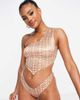 ASOS DESIGN ASOS DESIGN one shoulder bikini top in pretty tile print-Multi - 4