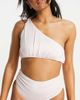 ASOS DESIGN ASOS DESIGN one shoulder drape bikini top in pink oyster - 3