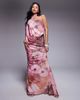 ASOS DESIGN ASOS DESIGN one shoulder drape maxi dress with cape detail in floral print-Multi - 2