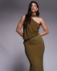 ASOS DESIGN ASOS DESIGN one shoulder drape maxi dress with cape detail in khaki-Green - 2