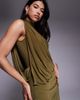 ASOS DESIGN ASOS DESIGN one shoulder drape maxi dress with cape detail in khaki-Green - 4