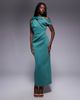 ASOS DESIGN ASOS DESIGN one shoulder drape neck midi dress in teal scuba-style fabric-Green - 1