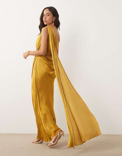 gold maxi dress asos DESIGN casual gold maxi dress