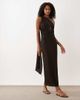 ASOS DESIGN ASOS DESIGN one shoulder scarf detail textured midi dress in brown-Neutral - 2