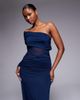 ASOS DESIGN ASOS DESIGN one sleeve bardot maxi dress wirth mesh panel in navy - 4
