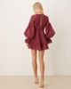 ASOS DESIGN ASOS DESIGN organza pleated mini dress with blouson sleeves and cuff detailing in burgundy-Red - 2