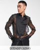 ASOS DESIGN ASOS DESIGN organza sheer shirt with satin bib in black - 1