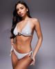 ASOS DESIGN ASOS DESIGN Ori metallic triangle bikini top with molten hardware in silver - 2