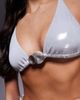 ASOS DESIGN ASOS DESIGN Ori metallic triangle bikini top with molten hardware in silver - 3