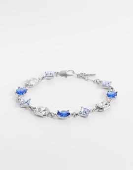 ASOS DESIGN ASOS DESIGN oval and diamond blue crystal stone set bracelet in silver
