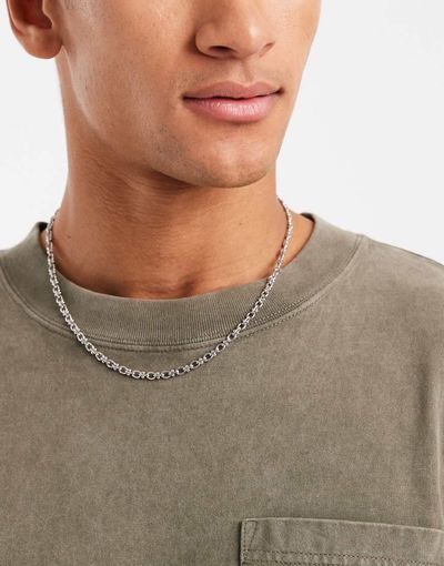 ASOS DESIGN ASOS DESIGN oval link chain necklace with ball detailing in silver