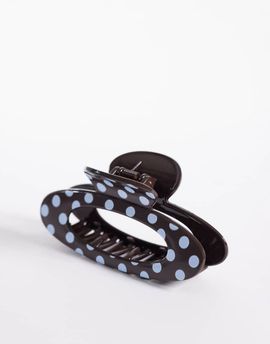 ASOS DESIGN ASOS DESIGN oval polka dot hair claw clip in blue and brown tone-Multi