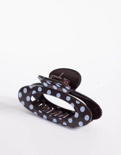 ASOS DESIGN ASOS DESIGN oval polka dot hair claw clip in blue and brown tone-Multi