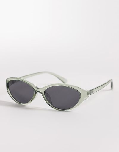 ASOS DESIGN ASOS DESIGN oval sunglasses with green crystal frames and smoke lenses