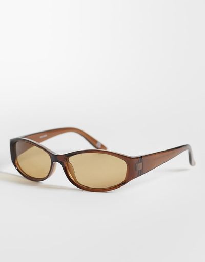 ASOS DESIGN ASOS DESIGN oval wrap sunglasses in crystal brown