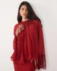 ASOS DESIGN ASOS DESIGN overlay layered fringe hem sleeve midi dress in red - 1