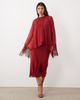 ASOS DESIGN ASOS DESIGN overlay layered fringe hem sleeve midi dress in red - 2