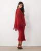 ASOS DESIGN ASOS DESIGN overlay layered fringe hem sleeve midi dress in red - 4