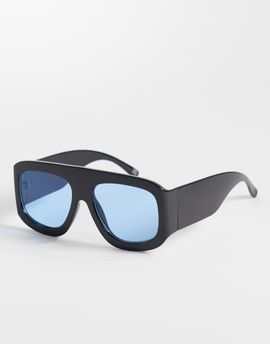 ASOS DESIGN ASOS DESIGN oversized aviator sunglasses in black with blue lens