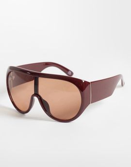 ASOS DESIGN ASOS DESIGN oversized aviator sunglasses in tonal red-Brown