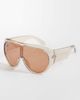 ASOS DESIGN ASOS DESIGN oversized aviator sunglasses with wide temples in tonal pink - 1