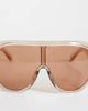 ASOS DESIGN ASOS DESIGN oversized aviator sunglasses with wide temples in tonal pink - 2