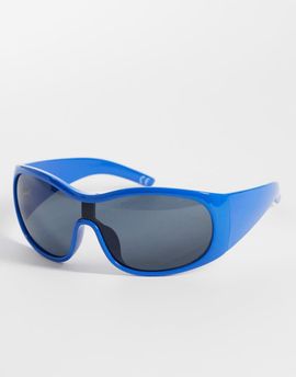 ASOS DESIGN ASOS DESIGN oversized aviator wrap sunglasses in blue