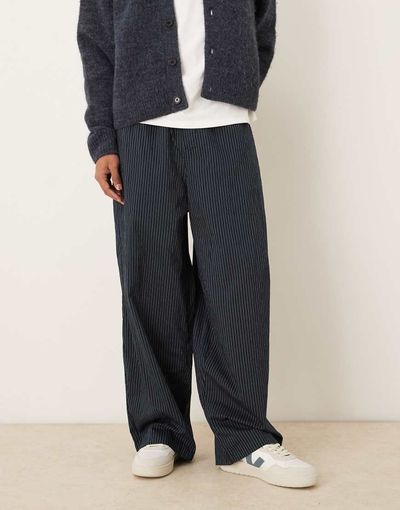 ASOS DESIGN ASOS DESIGN oversized baggy pull on pinstripe pants-Multi