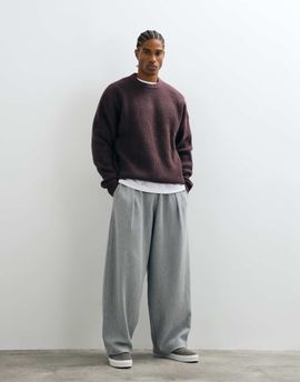 ASOS DESIGN ASOS DESIGN oversized balloon jogger with pleat in gray heather