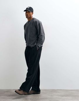 ASOS DESIGN ASOS DESIGN oversized balloon pleat barrel jogger with bungee in washed black