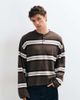 ASOS DESIGN ASOS DESIGN oversized boxy striped long sleeve henley in brown waffle - 1